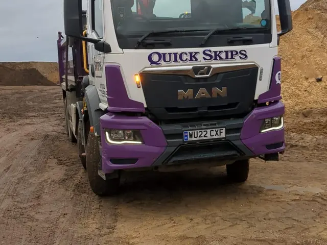 Quick Skips grab lorry on site near Lilliput
